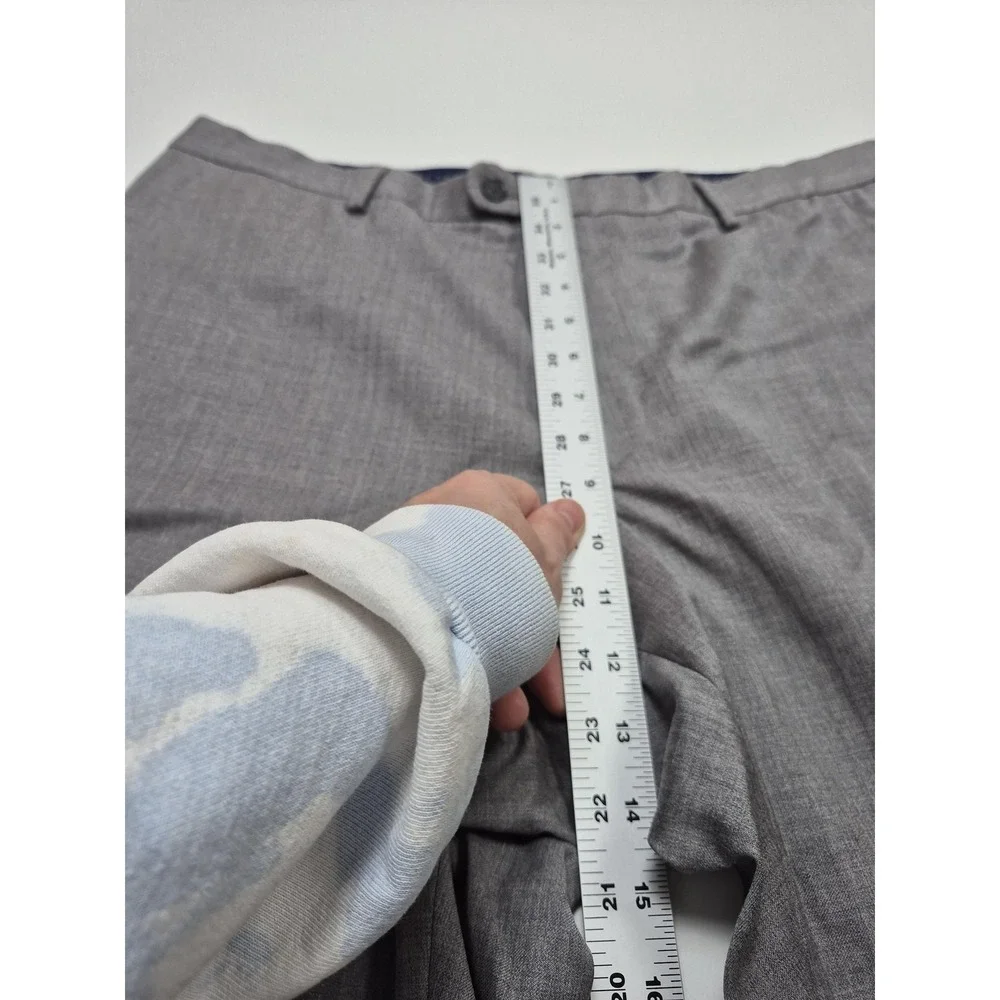 Peter Millar Dress Pants Mens 38x31 Gray Virgin Wool Stretch Flat Front FLAW